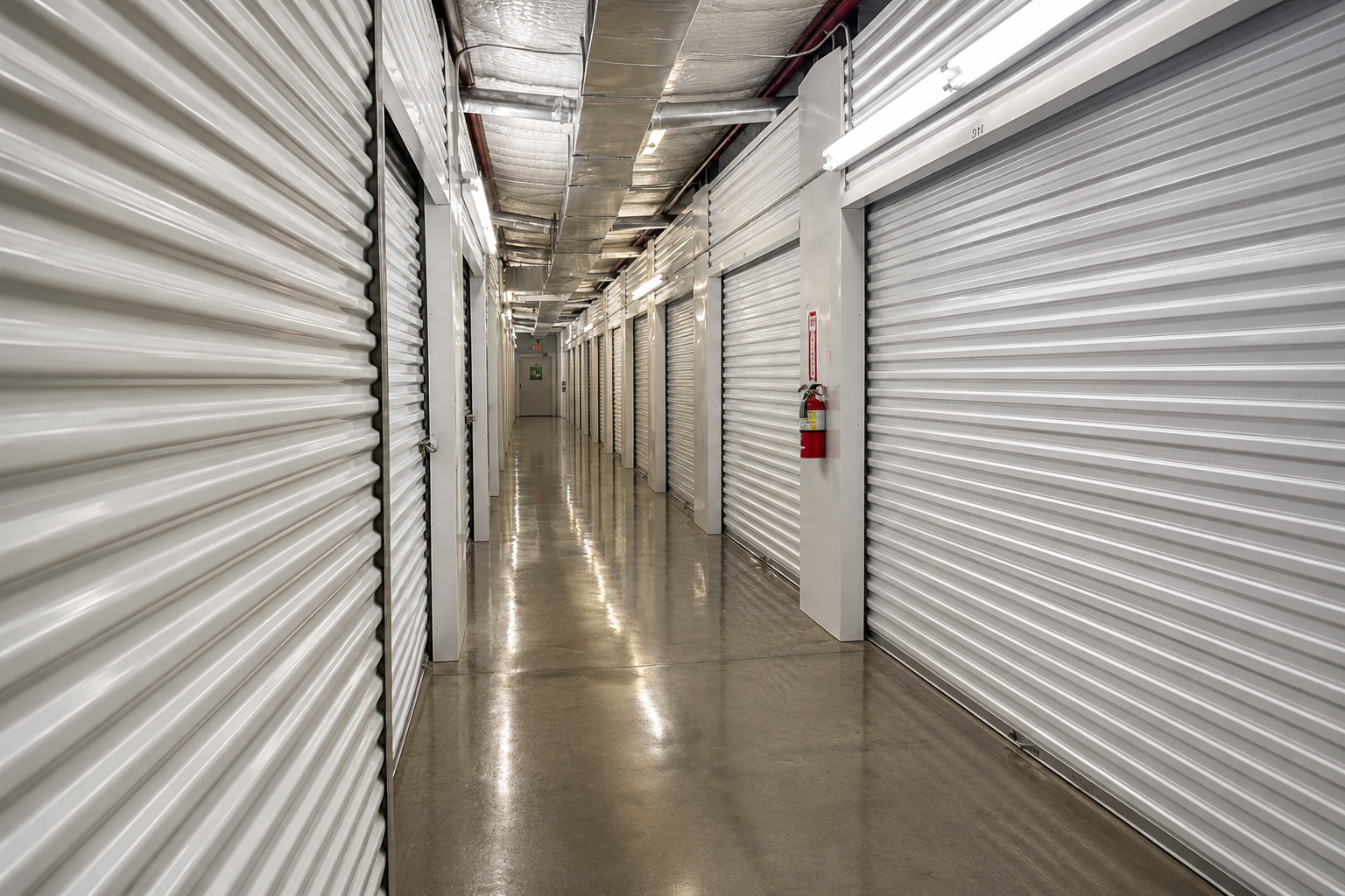 Interior view of climate‑controlled storage units