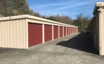 Well-lit storage facility exterior at night for extra safety