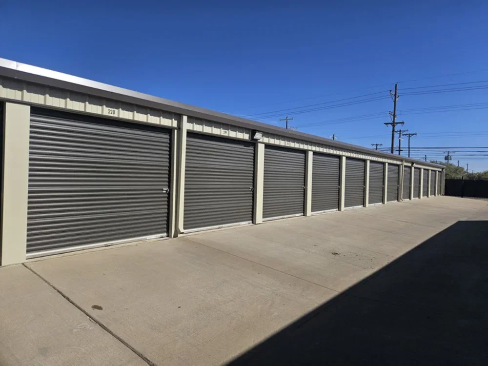 Row of outdoor units with rollup doors