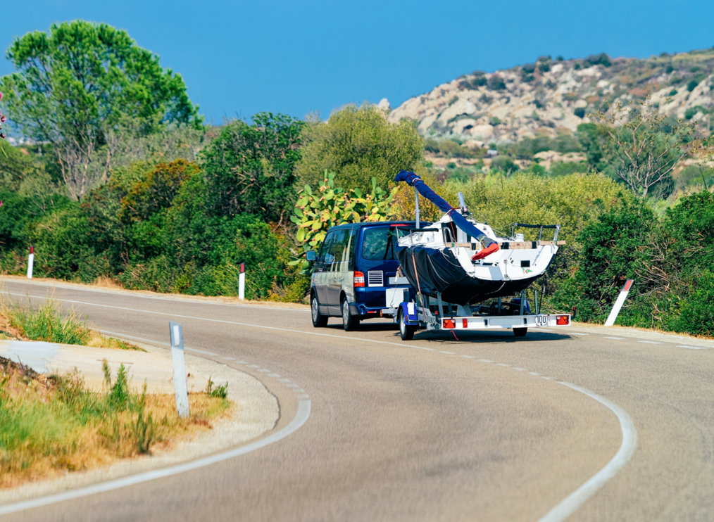 A boat on a trailer ready for storage