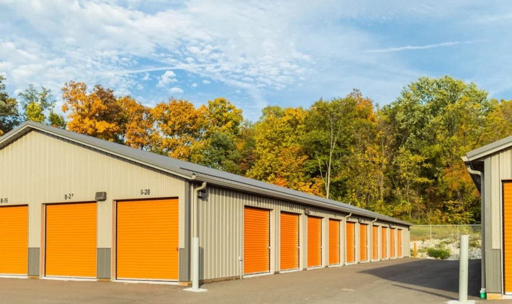 Indoor vehicle storage bays at a Mini Mall Storage facility