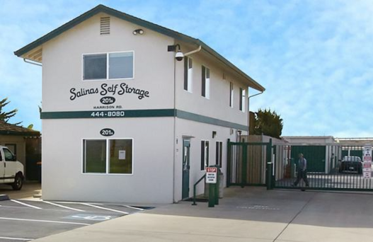 Gated, well-lit Salinas Self Storage entrance, Salinas CA