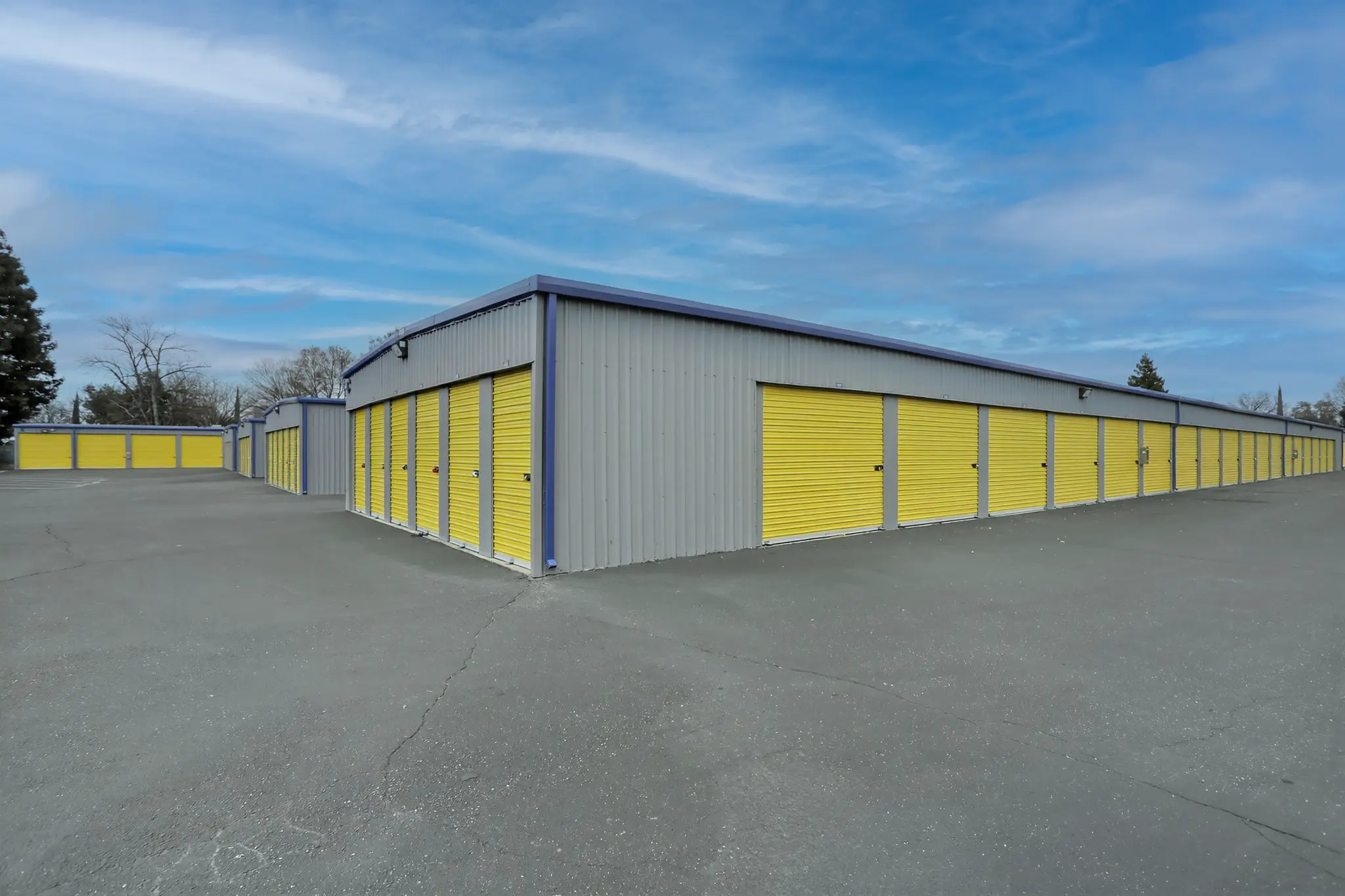 Exterior view of drive-up self storage units in Chico CA