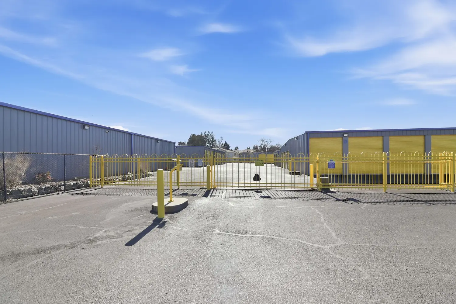 Gated entrance with keypad access at Storage Star Chico on Eaton Road providing secure entry