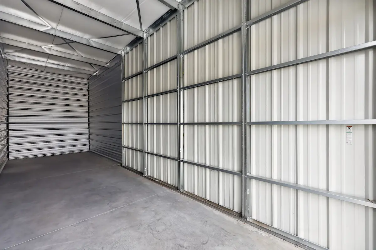 Drive-up storage unit with roll-up door open at Storage Star in Cheyenne WY