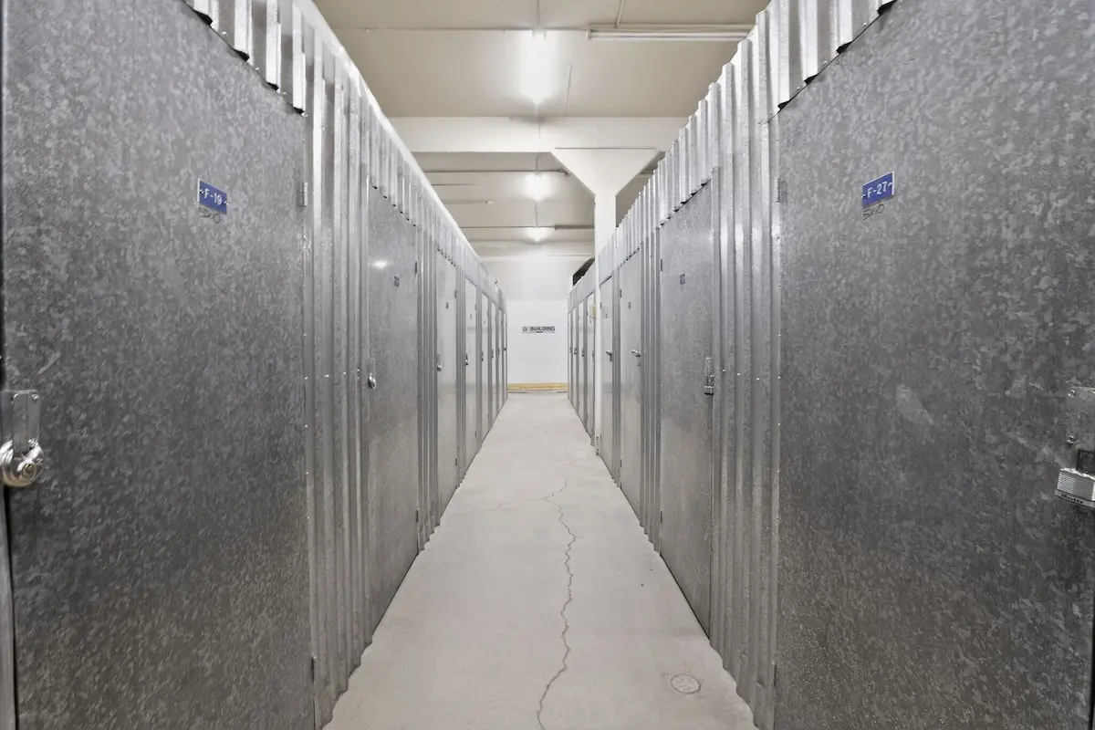 Hallways of indoor heated storage units in Anchorage, Alaska